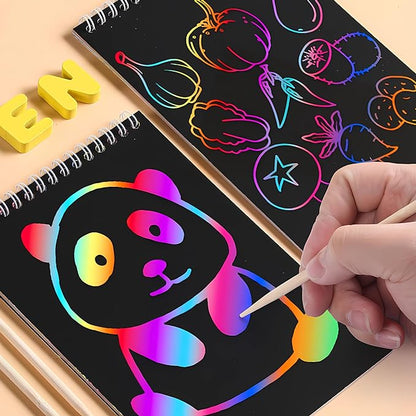 10pc Magical Scratch Book for Kids - Return Gifts Birthday Party for Kids Scratch Sheets - Best Birthday Return Gifts for Kids in Bulk - Magic Drawing Set Painting Activity Book - Scratch Note Book Mytrendzcart