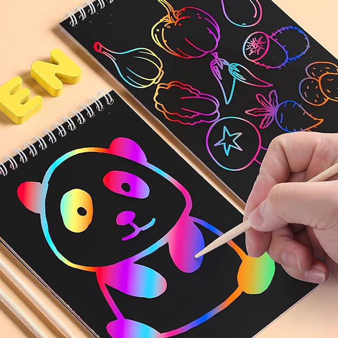 10pc Magical Scratch Book for Kids - Return Gifts Birthday Party for Kids Scratch Sheets - Best Birthday Return Gifts for Kids in Bulk - Magic Drawing Set Painting Activity Book - Scratch Note Book Mytrendzcart