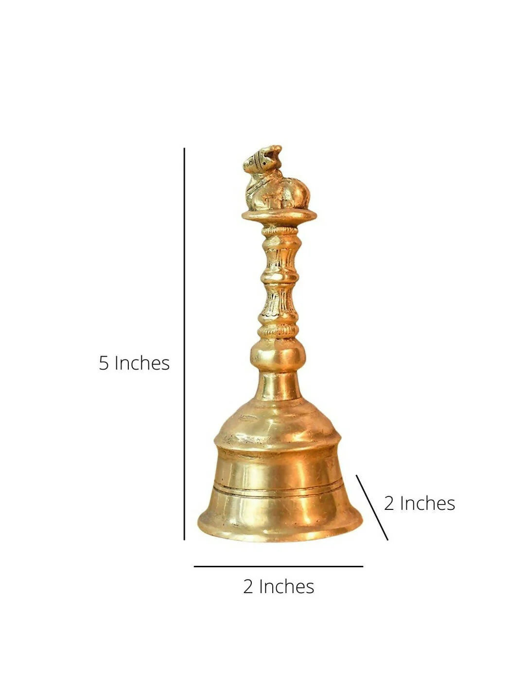 CraftVatika Gold-Toned Brass Hand Held Pooja Bell Mytrendzcart