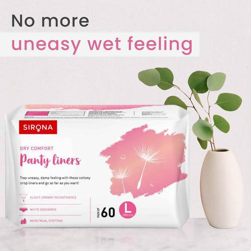 Sirona Dry Comfort Panty Liners -60 Counts - L 180mm Mytrendzcart