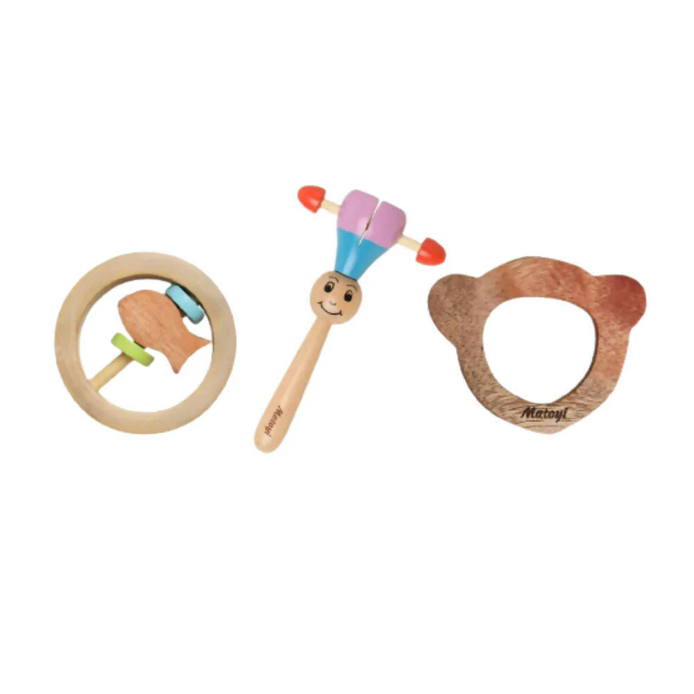 Matoyi Maraca Rattle, Fishy Rattle & Teether Bear Shaped Combo -Combo Mytrendzcart