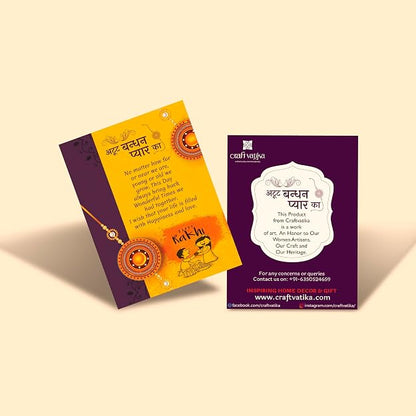 CraftVatika Kundan Rakhi Set for Brother Set of 2, Designer Peacock Rakhi for Brother Boy Men, Premium Kalash Raki for Bhaiya, Traditional Rakshabandhan Rakhis with Best Wishes Card and Tillak Set