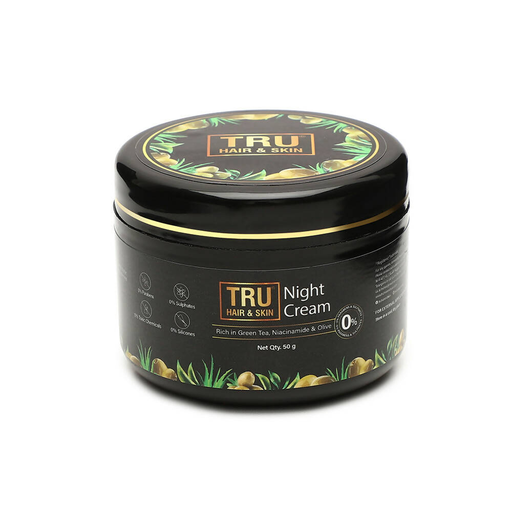 Tru Hair & Skin Night Cream With Green Tea, Niacinamide & Olive - Mytrendzcart