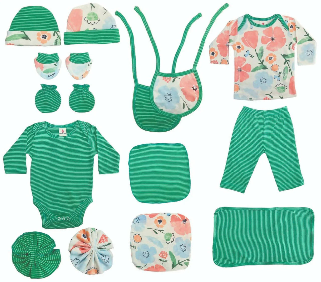 My Tiny Wear Full Sleeves New Born Baby Gift Set - Green -0-3M Mytrendzcart