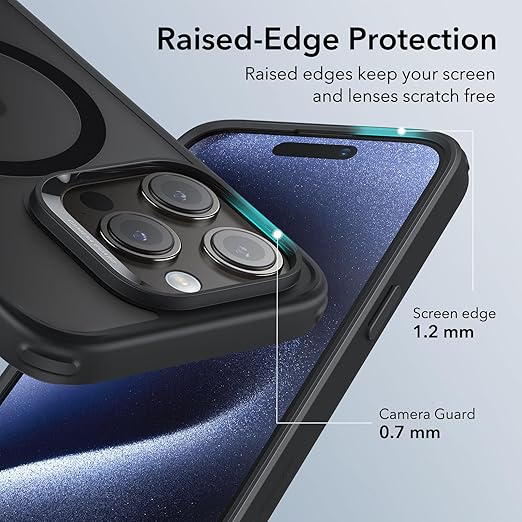 ESR for iPhone 15 Pro Case, Compatible with MagSafe, Military-Grade Protection, Yellowing Resistant, Scratch-Resistant TPU Back, Magnetic Phone Case for iPhone 15 Pro, Classic Series, Frosted Black - Mytrendzcart