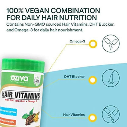 OZiva Hair Vitamins (With Biotin, Iron & Vitamin E) -60 caps Mytrendzcart