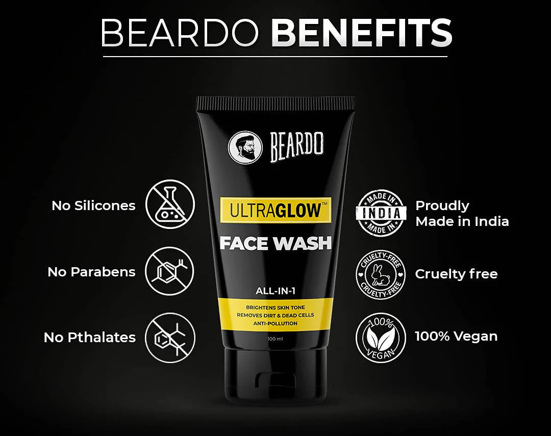 Beardo Ultraglow Face Wash & De-Tan Peel Off Mask Combo -Combo Mytrendzcart