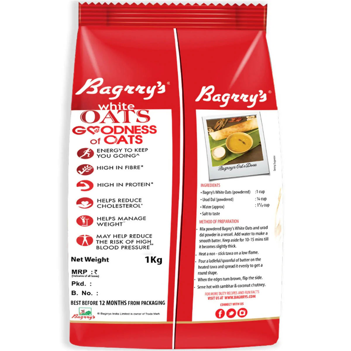 Bagrry's White Oats -1 kg Mytrendzcart