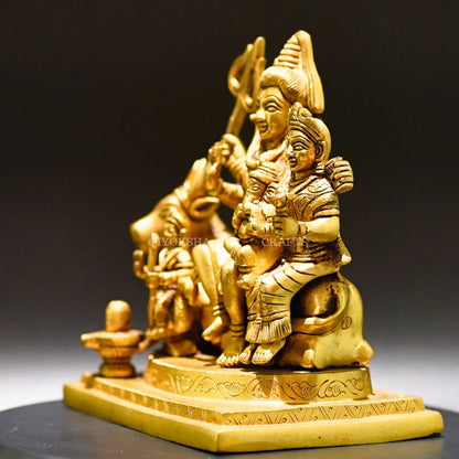 Brass Shiva Family Statue - Divine Harmony of Lord Shiva, Parvati, and Ganesha Mytrendzcart