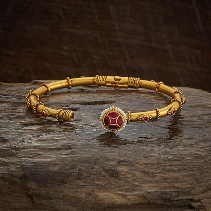 Fashion Jewellery Ruby Gold Plated Ethnic Antique Kada - 411498 Mytrendzcart