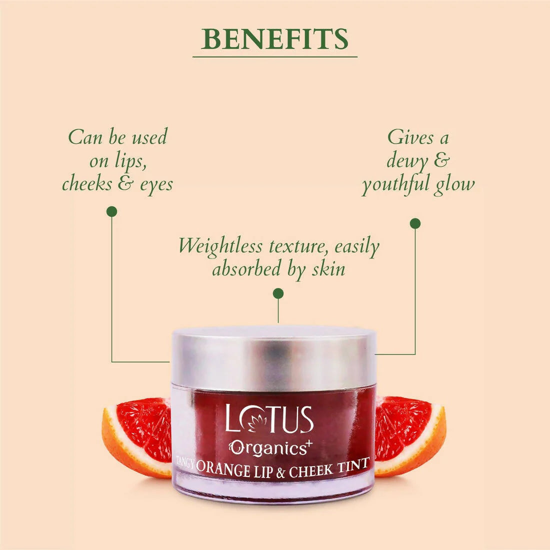 Lotus Organics+ Tangy Orange Lip & Cheek Tint -10 gm Mytrendzcart