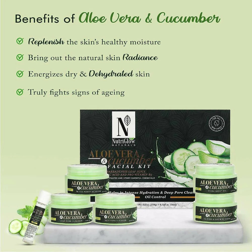 NutriGlow NATURAL'S Aloe Vera Cucumber Facial Kit -Kit Mytrendzcart