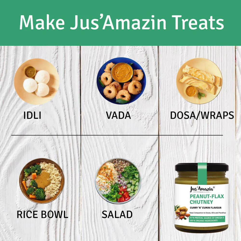 Jus Amazin Peanut Flax chutney Curry 'N' Cumin Flavour -125 gm Mytrendzcart