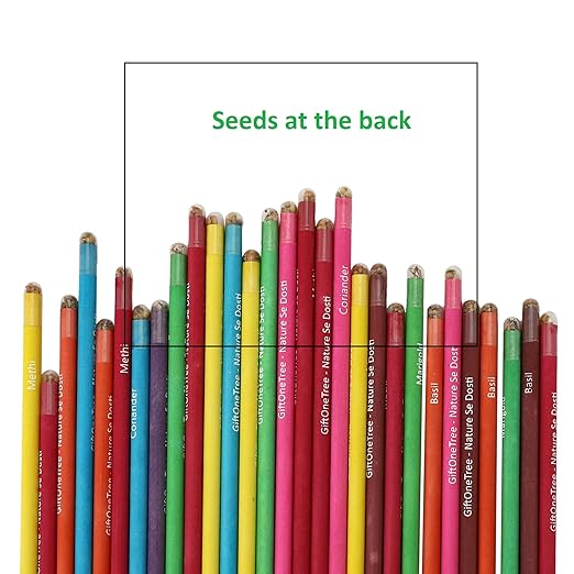 GIFTONETREE Eco Friendly Plantable Seed Pencils | Pack of 10 Single Pencils | Best for Distributing in School on Birthday | Return Gift Mytrendzcart