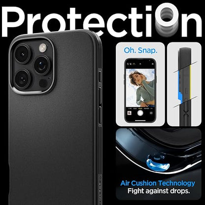 Spigen Essential Sand Blast Back Cover Case Compatible with iPhone 16 Pro (TPU | Matte Black) - Mytrendzcart