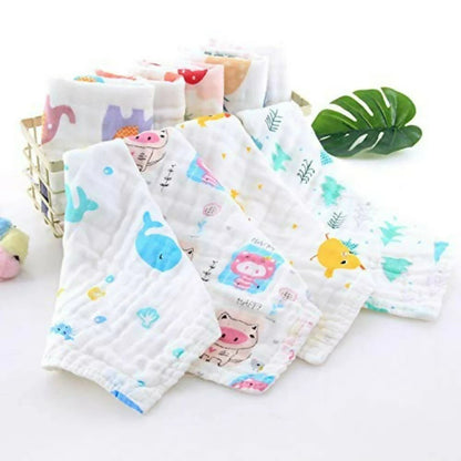 Mom Care Muslin Cotton Face Towels Set Of 5 -Set of 5 Mytrendzcart