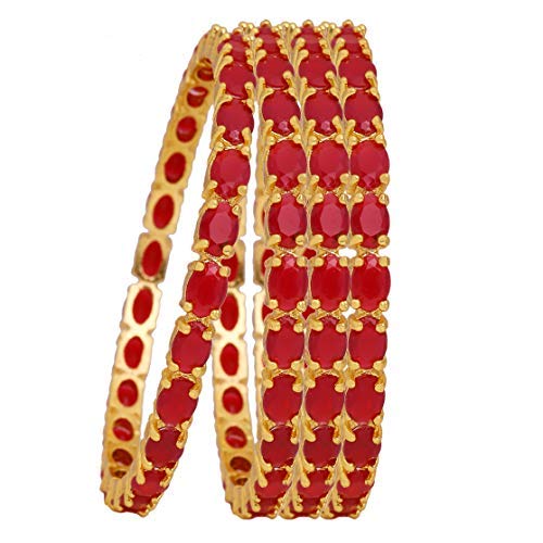 MANIKYA American Diamond Traditional Gold Plated Bangles Kada Sets For Women and Girls. Mytrendzcart