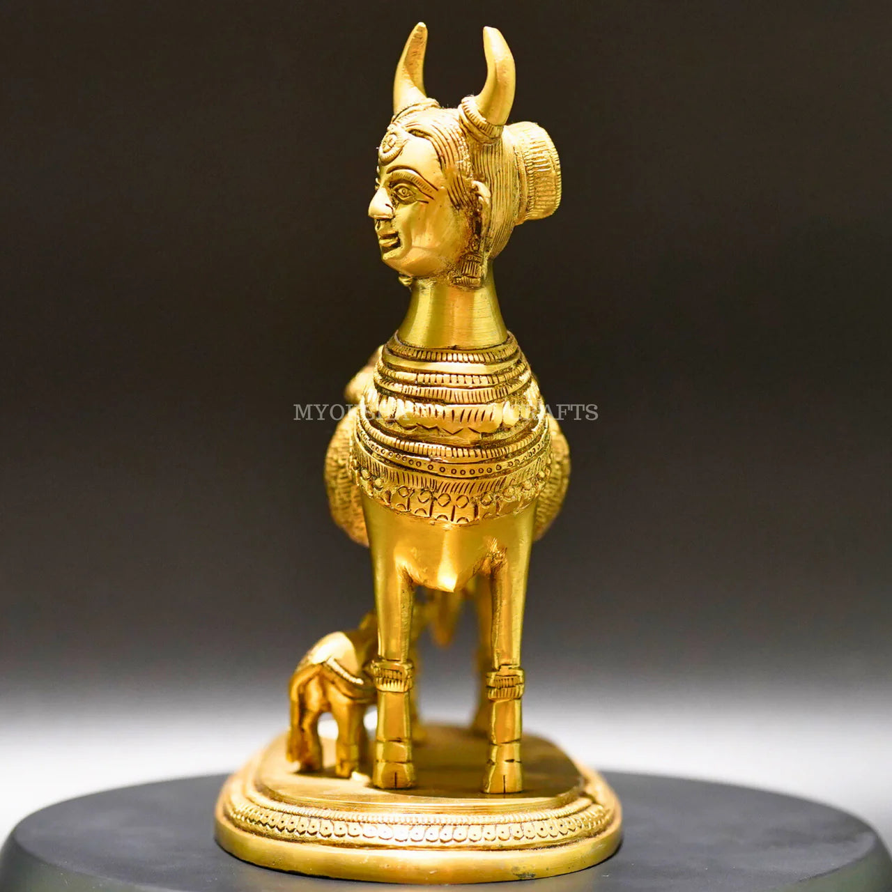 Brass Kamadhenu with Calf Idol - Divine Source of Fulfillment and Nourishment Mytrendzcart