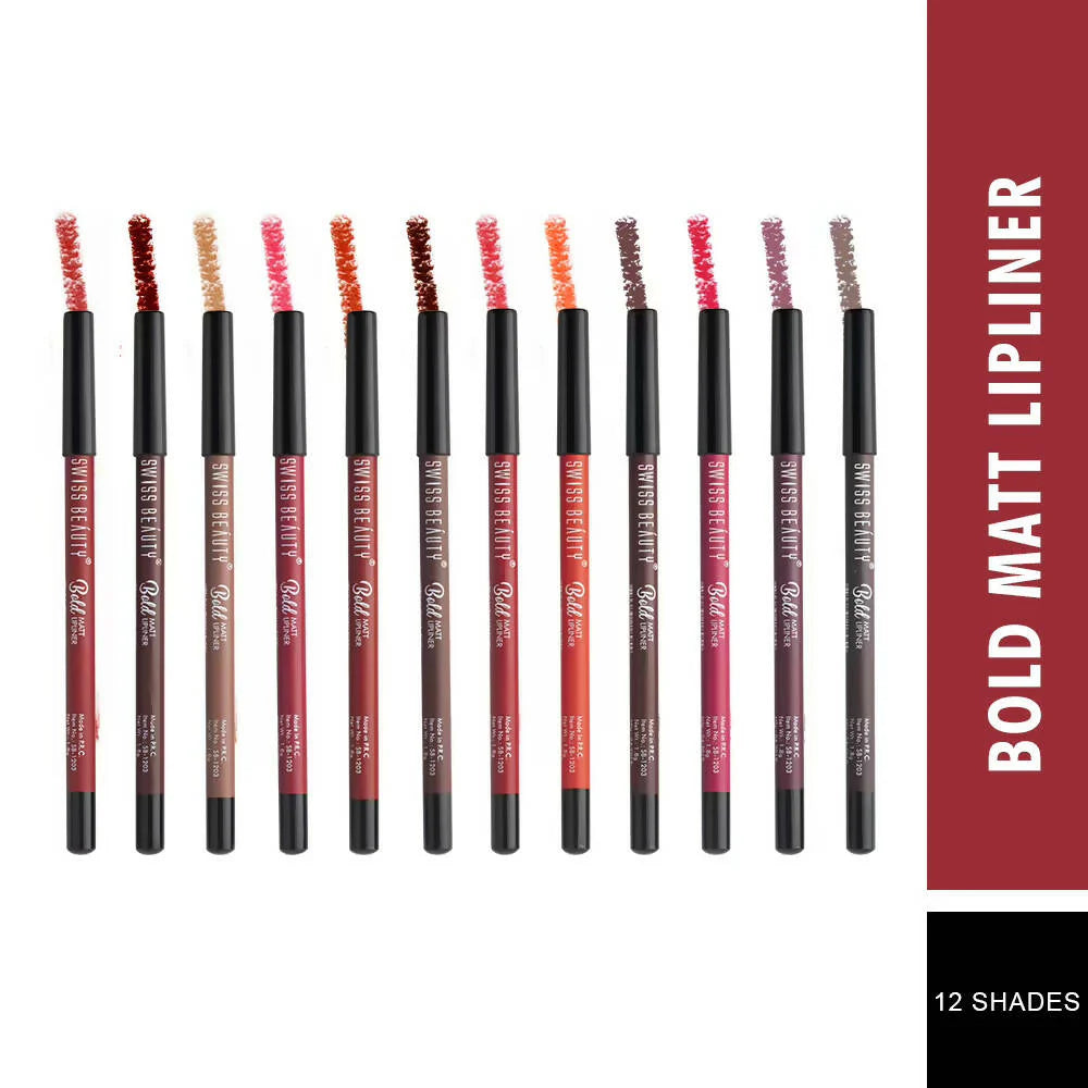 Swiss Beauty Bold Matt Lip Liner Set -1.6 gm - Set of 12 Mytrendzcart