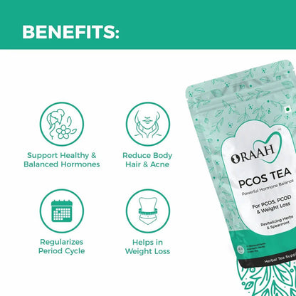 Oraah PCOS PCOD Herbal Tea - Spearmint Flavour -50 gm - Pouch Mytrendzcart