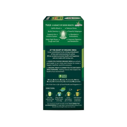 Organic India Tulsi Green Tea Ashwagandha - Herbal Sleep Tea, Caffine Free -Pack of 1 Mytrendzcart