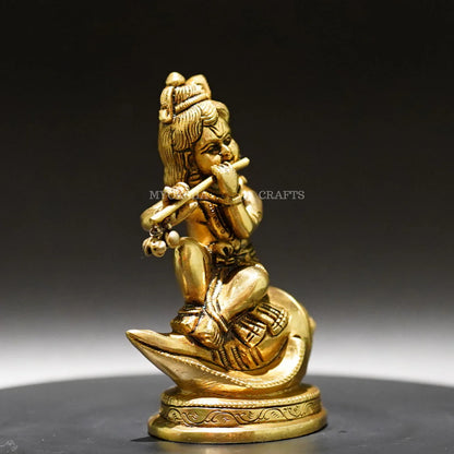 Brass Shank Krishna - Divine Flute Player for Spiritual Seekers Mytrendzcart