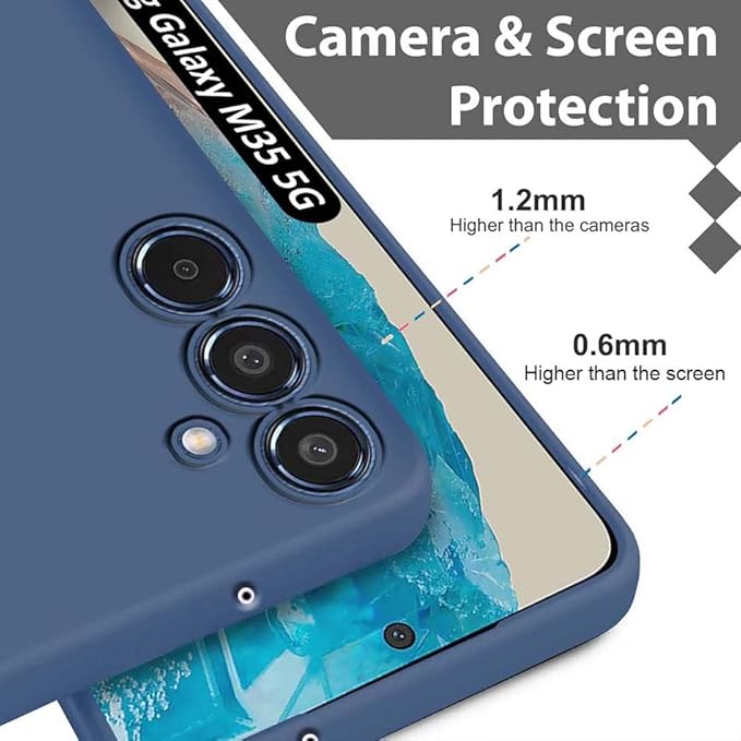 Fashionury Back Cover for Samsung Galaxy M35 5G | Camera Bump Protection | Matte Soft Silicon Flexible | All Side Shock Proof Rubberised Back Case Cover for Samsung Galaxy M35 5G (Blue) - Mytrendzcart