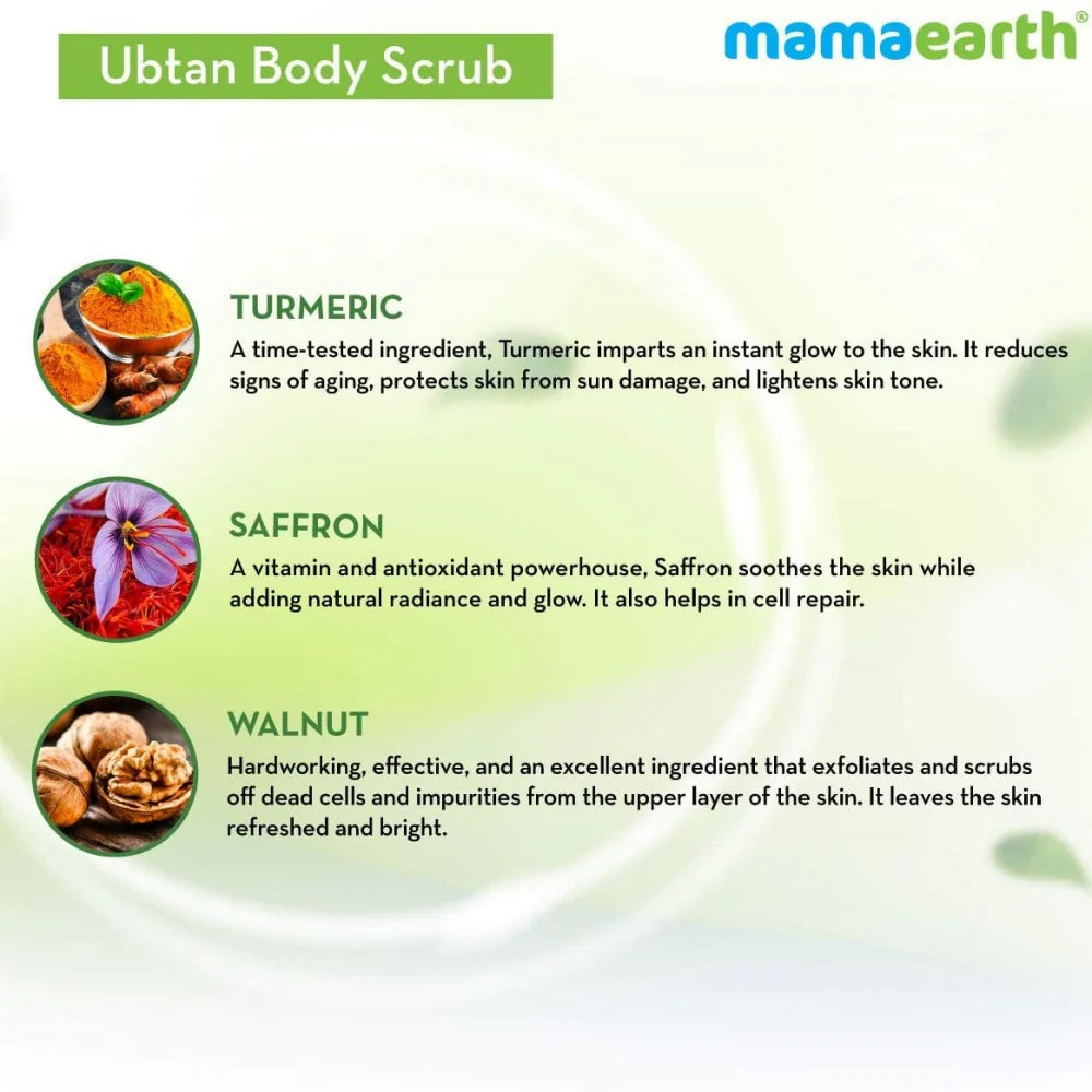 Mamaearth Ubtan Body Scrub with Turmeric & Saffron for Tan Removal -200 gm Mytrendzcart