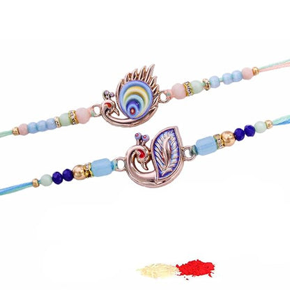 TIED RIBBONS Rakhi for Brother - Set of 2 Premium Beaded Rakhi for Brother Bhaiya Men Kids Boys with Roli Chawal - for Rakshabandhan
