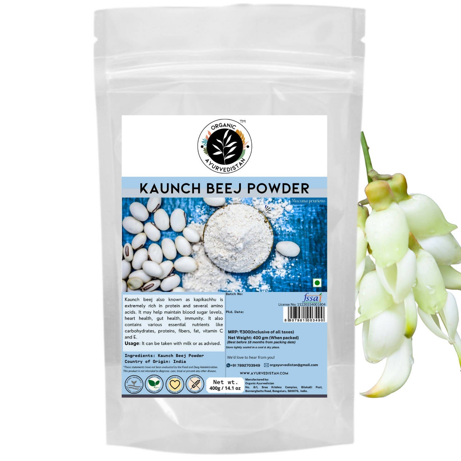 Organic Ayurven Kaunch Beej Powder - Mytrendzcart