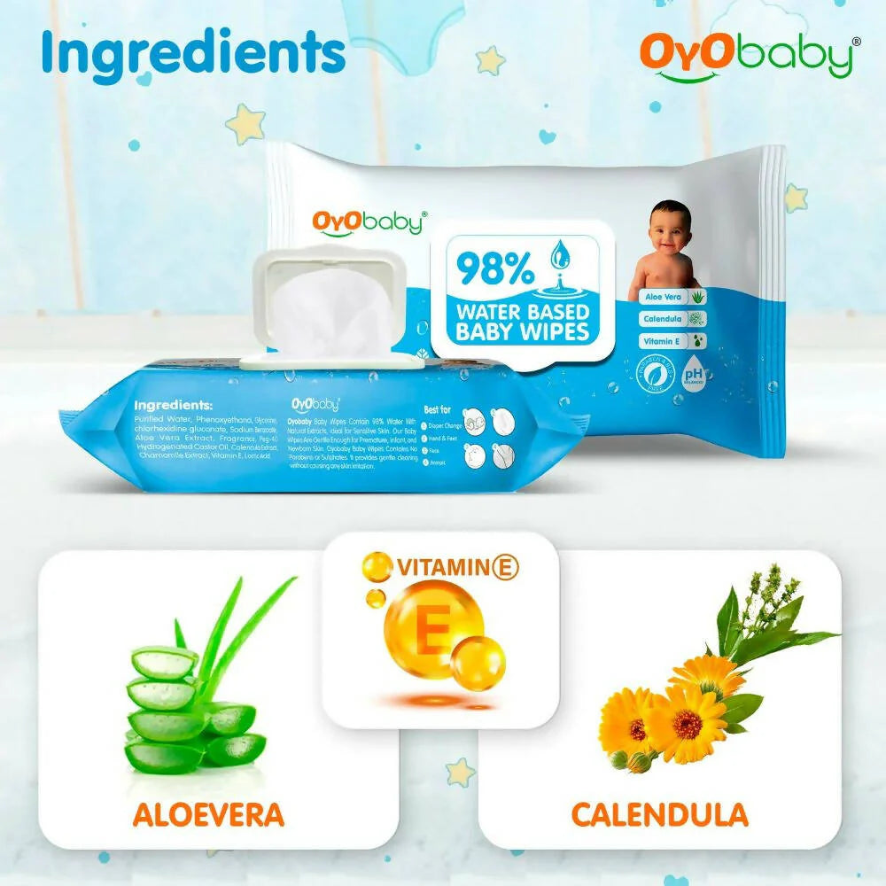 Oyo Baby 98% Water Baby Wipes -72 Wipes Mytrendzcart