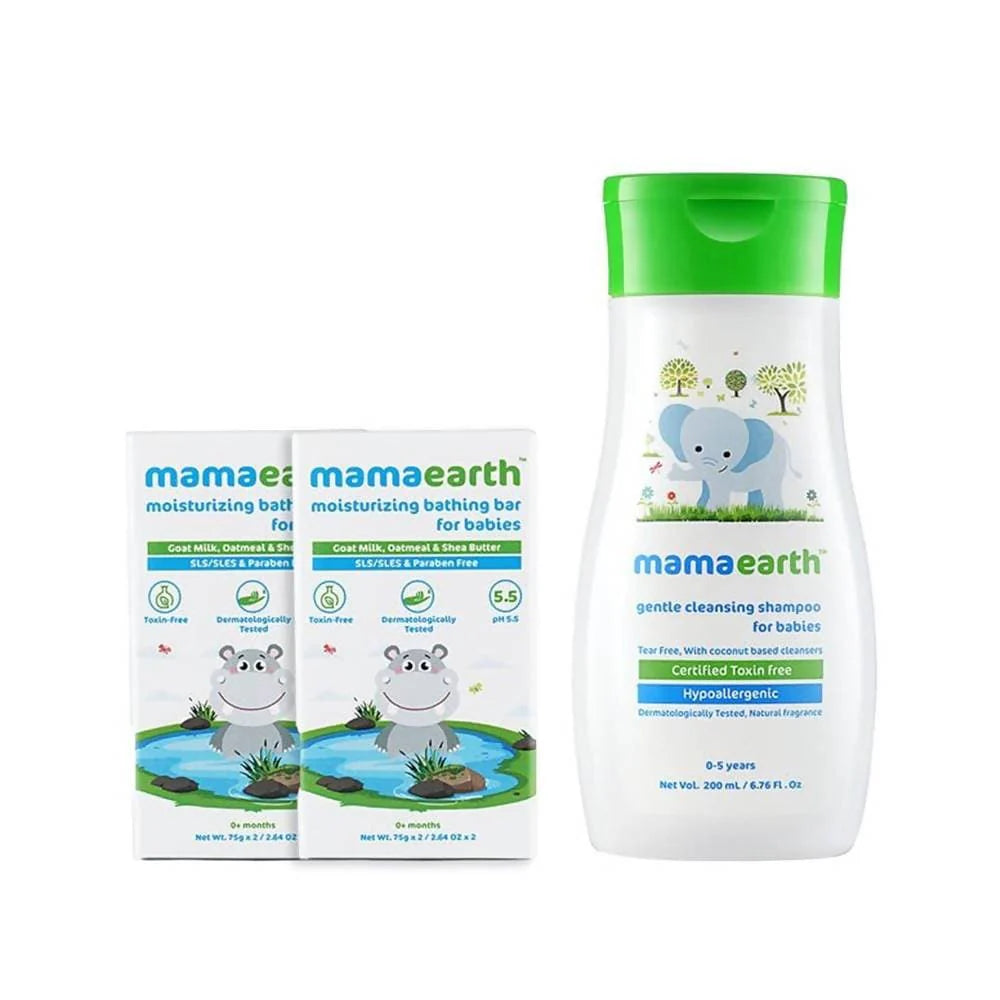 Mamaearth Moisturizing Bathing Bar (Pack of 2) + Gentle Cleansing Shampoo Mytrendzcart