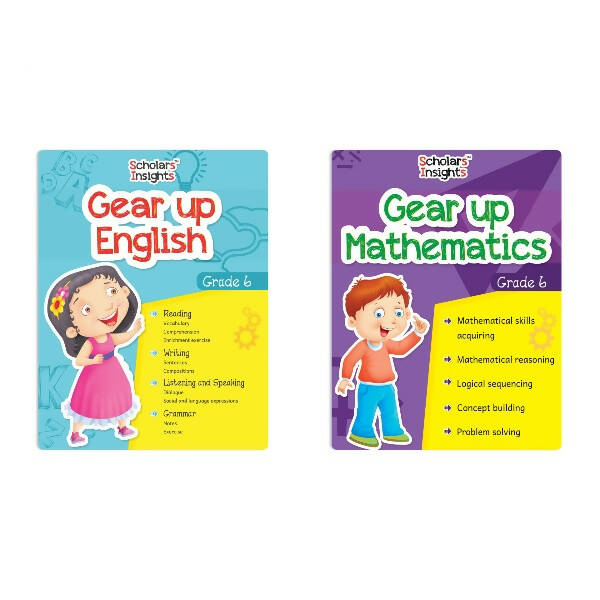 Scholars Insights Gear Up English & Maths Grade 6 Books Set Of 2 Grammar Skills, Maths Logical Reasoning, Problem Solving Book| Ages 11-12 Years - Mytrendzcart