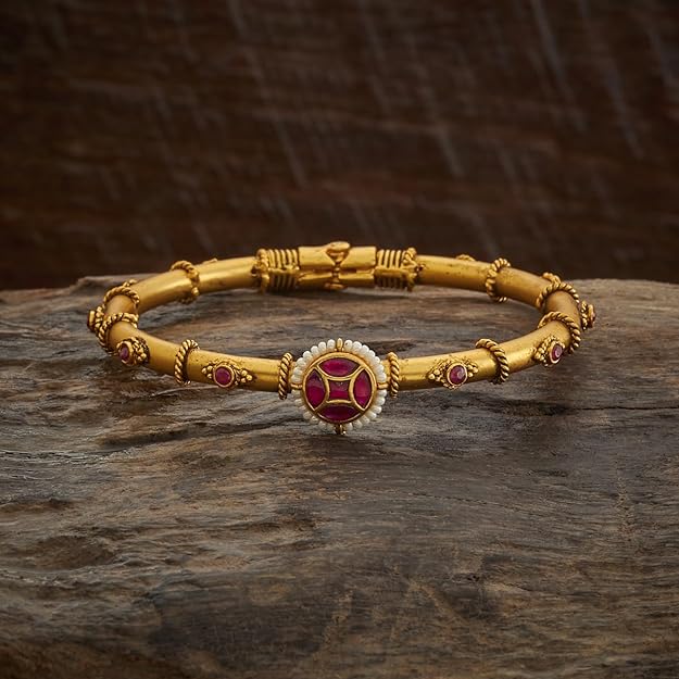 Fashion Jewellery Ruby Gold Plated Ethnic Antique Kada - 411498 Mytrendzcart