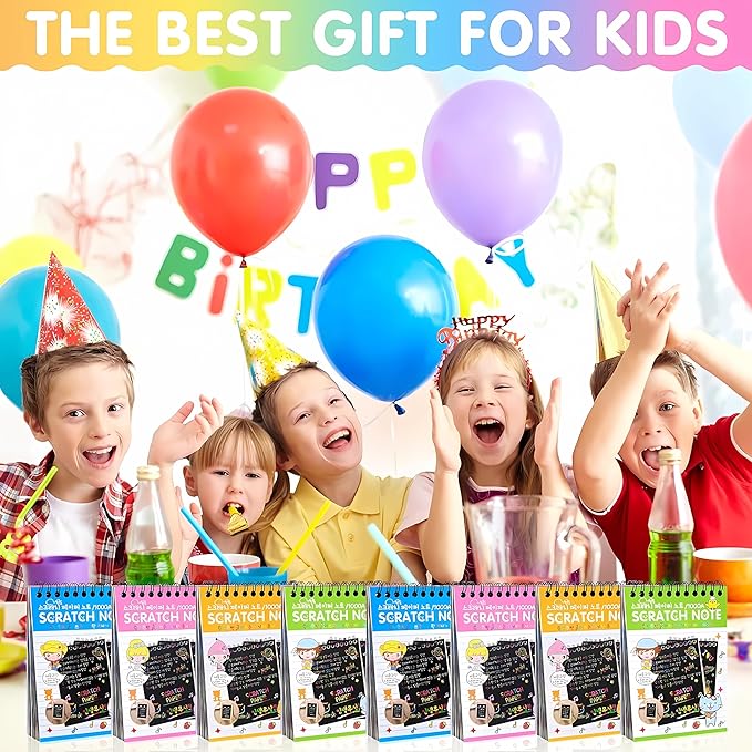 10pc Magical Scratch Book for Kids - Return Gifts Birthday Party for Kids Scratch Sheets - Best Birthday Return Gifts for Kids in Bulk - Magic Drawing Set Painting Activity Book - Scratch Note Book Mytrendzcart