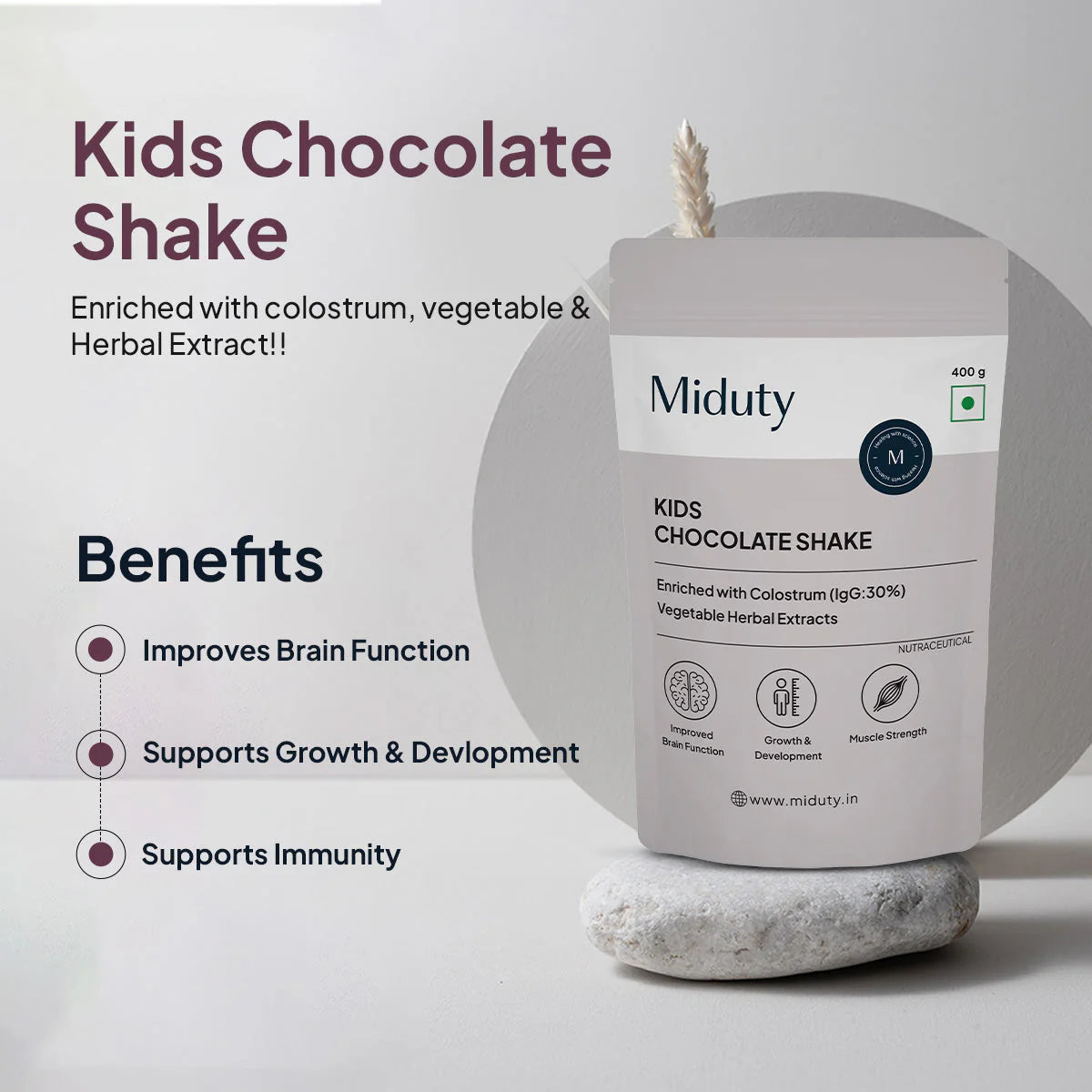 Miduty by Palak Notes Kids Chocolate Shake Powder -400 gm Mytrendzcart