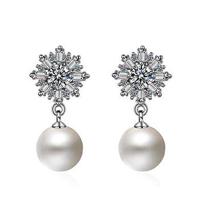 Shining Diva Fashion Latest Crystal Pearl Silver Plated Earrings for Women Mytrendzcart