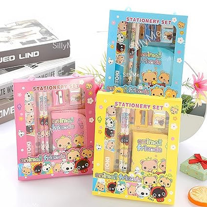 12 pcs Cute Cartoon Stationery Set - Includes Pencil scale , eraser note - Return Gifts Birthday Party for kids - Best Birthday Return Gifts for Kids in Bulk - Return Gifts for Kids Age 3 4 5 6 7 8 12 Mytrendzcart
