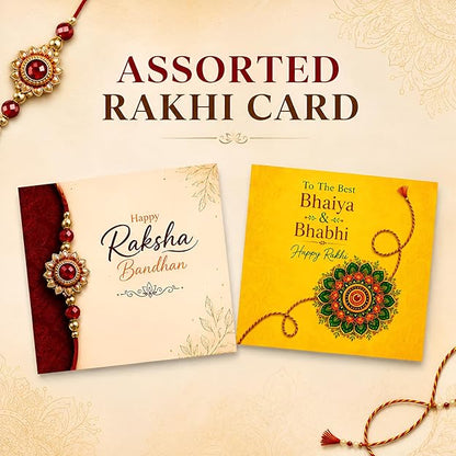 TIED RIBBONS Rakhi for Brother Set of 2 - Premium Om Ganesh Rakhi for Brother Men Bhaiya Kids Boys with Tikka and Greeting Card - Bracelet Rakhi for Brother