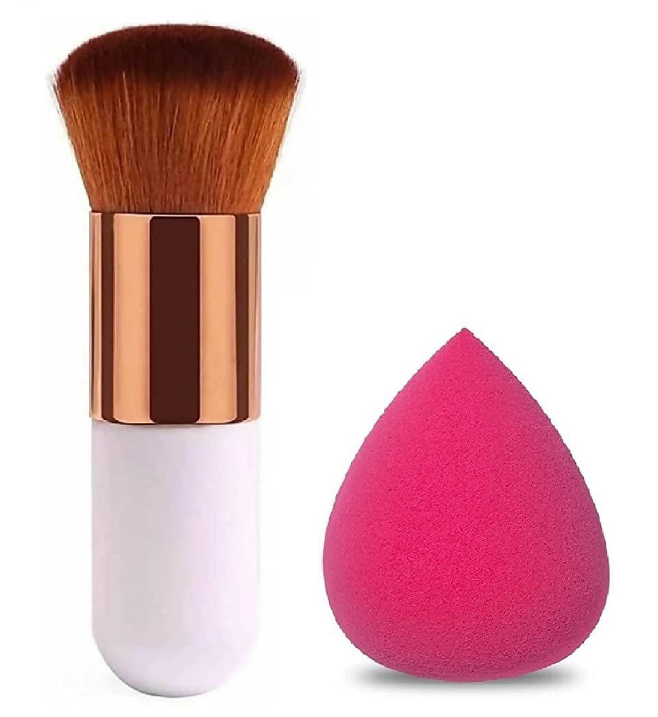 Favon Pack of 1 Foundation Cum Blush Brush and 1 Blender Puff - Mytrendzcart