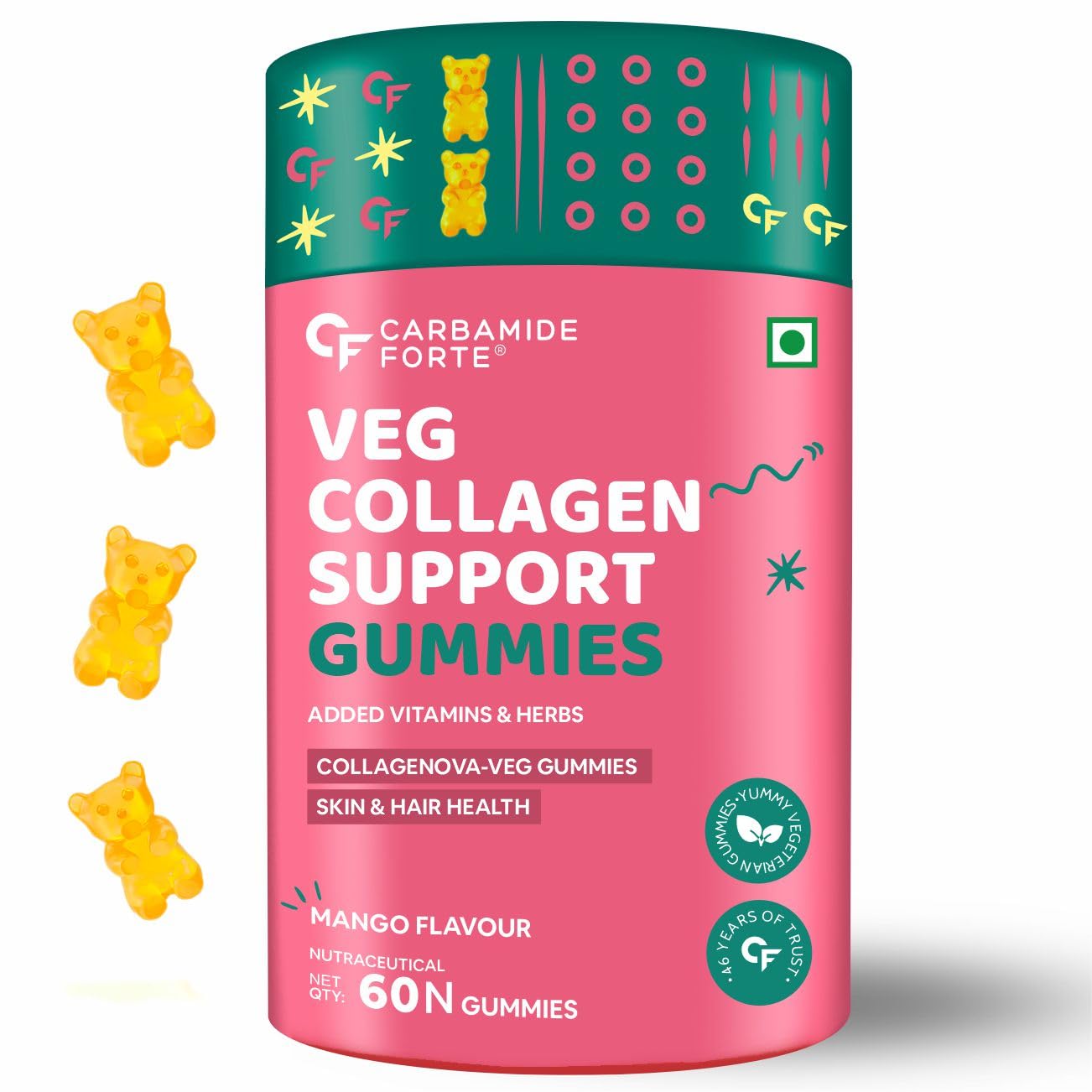 Carbamide Forte Veg Collagen Support Gummies - Mango Flavor - Mytrendzcart