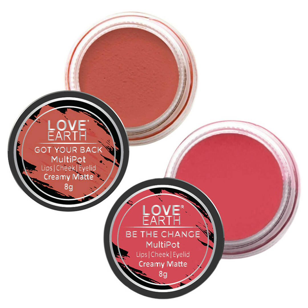 Love Earth Lip Tint & Cheek Tint Multipot Combo (Rose Pink & Coral) - Mytrendzcart