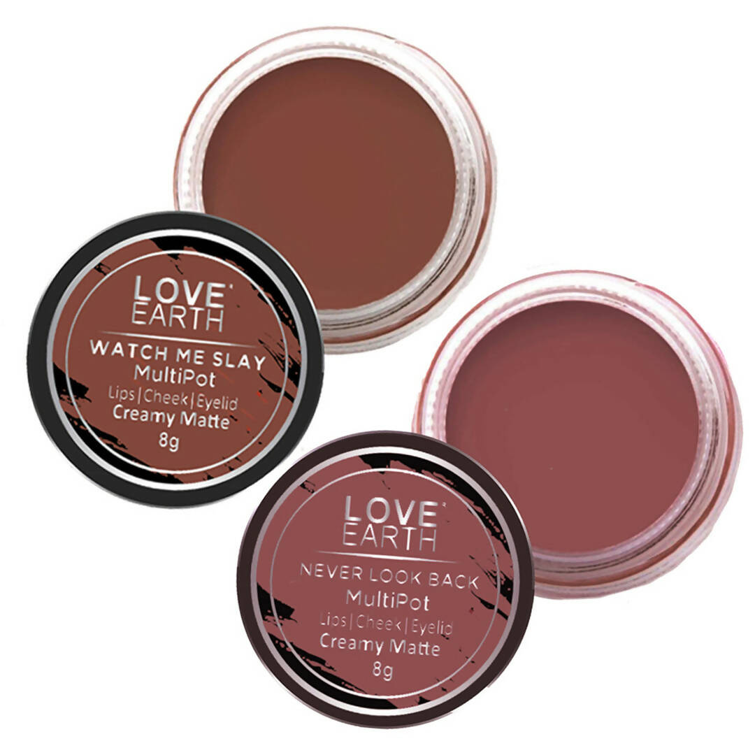 Love Earth Lip Tint & Cheek Tint Multipot Combo (Ruby Pink & Caramel Brown) - Mytrendzcart