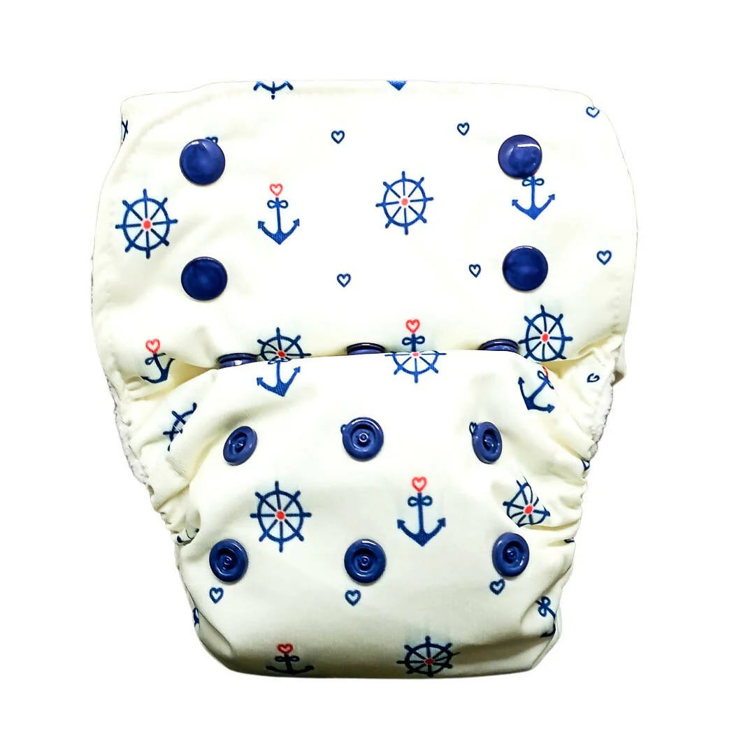 Kindermum Nano Aio Cloth Diaper With 2 Organic Cloth Inserts- Anchor For Kids -Free Size Mytrendzcart