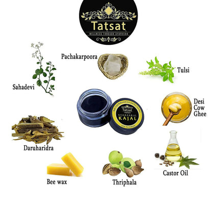 Tatsat 100% Natural Certified Ayurvedic Baby Kajal With Pure Herbs -3 gm Mytrendzcart