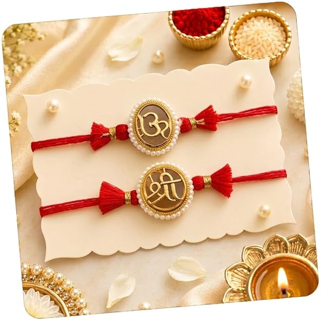 CraftVatika Kundan Rakhi Set for Brother Set of 2, Designer Peacock Rakhi for Brother Boy Men, Premium Kalash Raki for Bhaiya, Traditional Rakshabandhan Rakhis with Best Wishes Card and Tillak Set