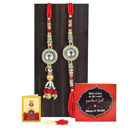 TIED RIBBONS Rakhi for Brother - Set of 2 Premium Beaded Rakhi for Brother Bhaiya Men Kids Boys with Roli Chawal - for Rakshabandhan
