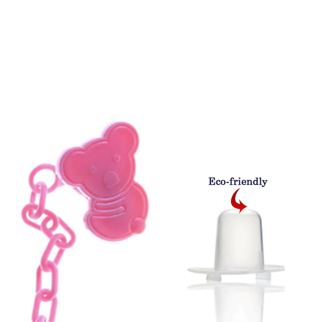 Safe-O-Kid Animal Design Silicone Pacifier/Soother With Holder Chain And Clip, Pink Mytrendzcart