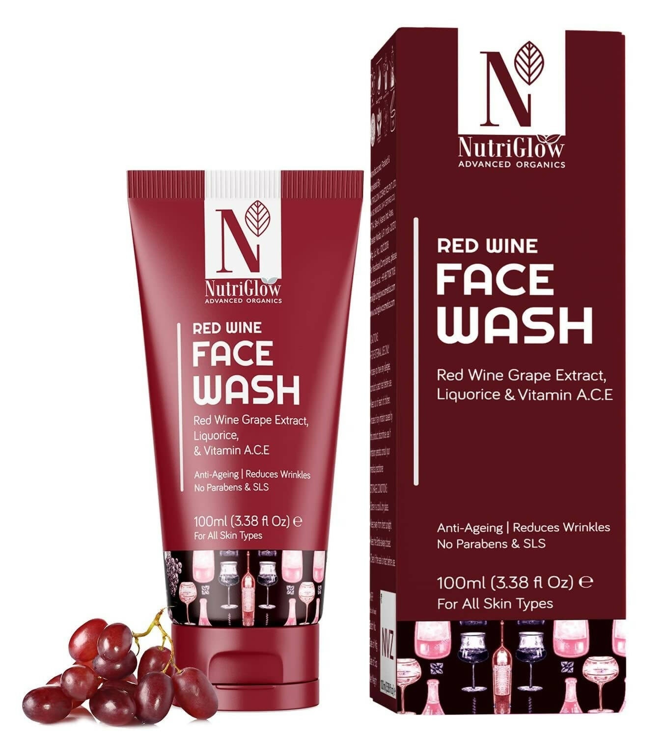 NutriGlow Advanced Organics Red Wine Face Wash - Mytrendzcart