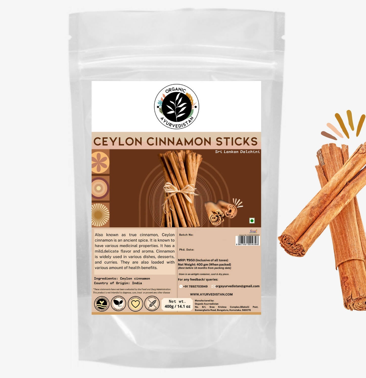 Organic Ayurven Ceylon Cinnamon Sticks - Mytrendzcart